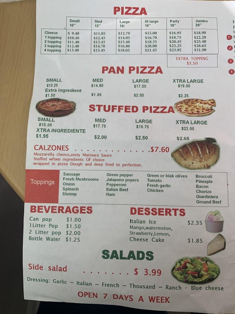 Del Rio Pizzeria Menu